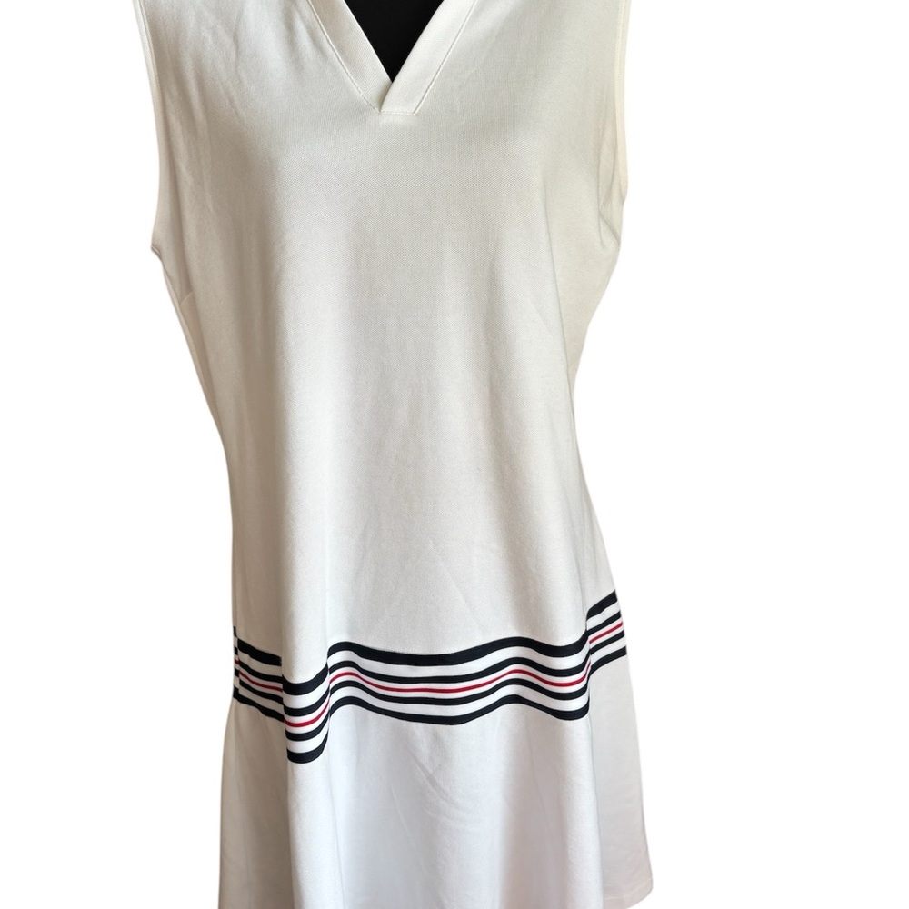 Walter Hagen White Mini Dress with Black and Red Stripes